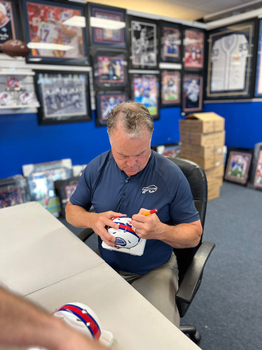 Steve Tasker Signed TSE Exclusive Riddell Inaugural Buffalo Bills White Speed Mini Helmet