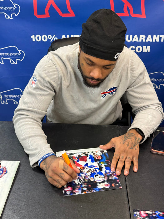 Christian Benford Signed Pick Six vs Bengals Photo