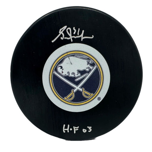 Grant Fuhr Signed Buffalo Sabres Autograph Logo Puck Signed Hockey Pucks TSE Buffalo 