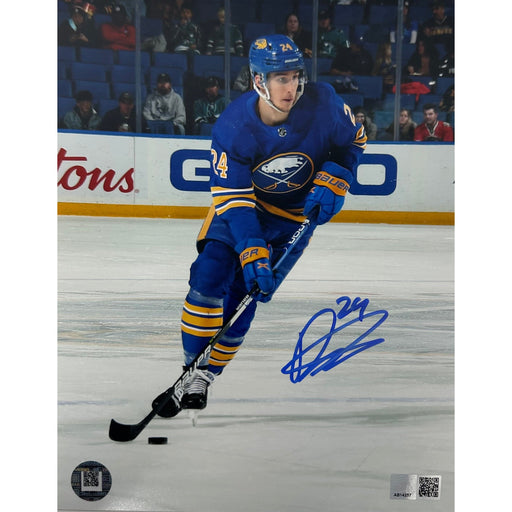 Dylan Cozens Signed Stick Down Skating in Blue 8x10 Photo Signed Hockey Photo TSE Buffalo 