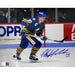 Dale Hawerchuk Signed Stick Up Skating in Blue 8x10 Photo Signed Hockey Photo TSE Buffalo 