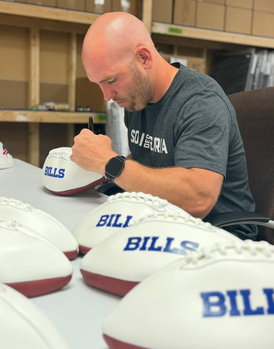 Reid Ferguson Signed Buffalo Bills White Logo Football with "Bills Mafia"