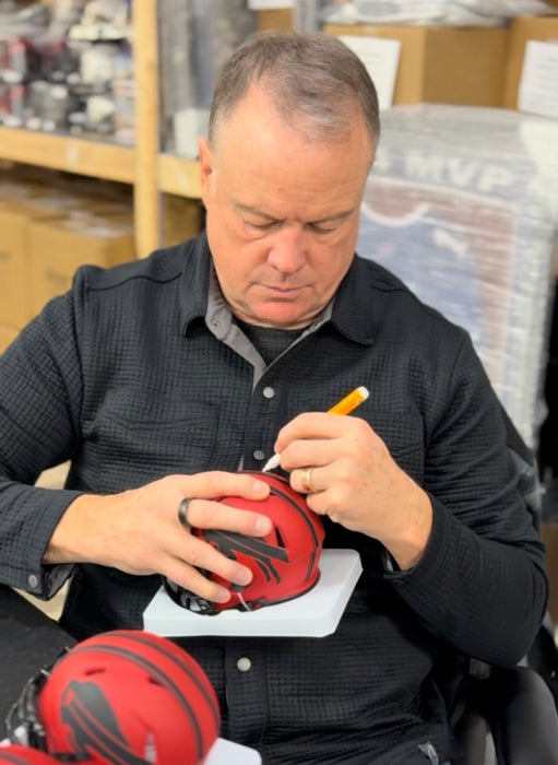 Steve Tasker Signed Buffalo Bills RAVE Speed Mini Helmet