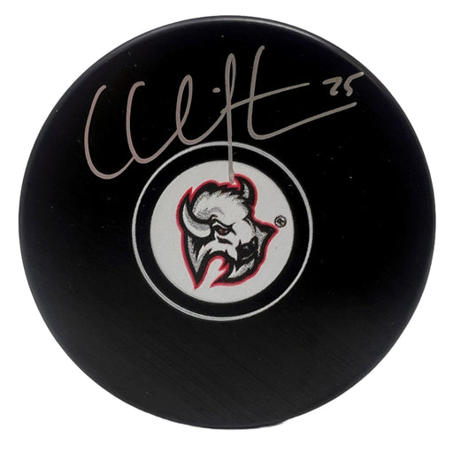 Connor Clifton Signed Buffalo Sabres Goathead Autograph Puck Signed Hockey Pucks TSE Buffalo 