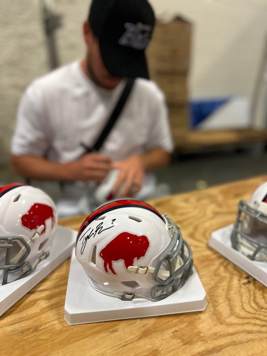 Tyler Bass Signed Buffalo Bills Standing Buffalo Speed Mini Helmet