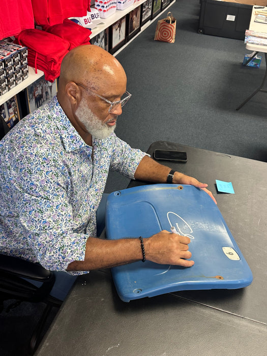 Cornelius Bennett Autographed Authentic Highmark Stadium Blue Seatback with "Legends Played Here"