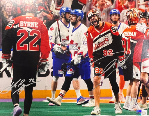 Josh Byrne and Dhane Smith Dual Signed Celebrating 11x14 Photo Signed Lacrosse Photo TSE Buffalo 