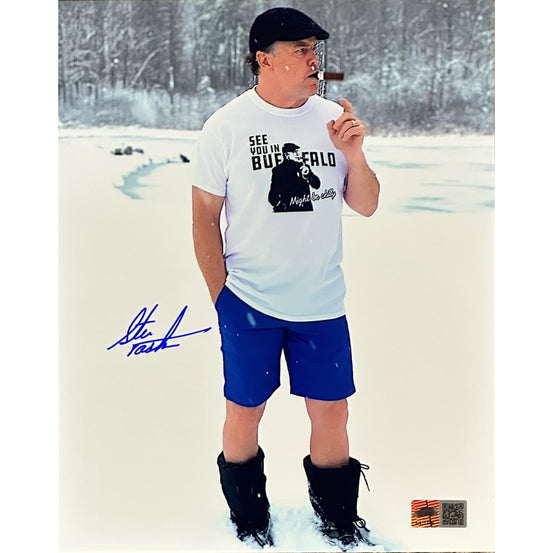 Steve Tasker Signed Standing in Snow with Cigar 8x10 Photo Signed Photos TSE Buffalo 