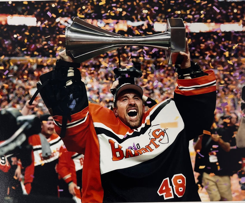 Matt Vinc Unsigned Lifting Trophy Horizontally Photo