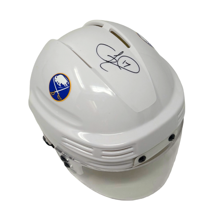 Jason Zucker Signed Buffalo Sabres White Hockey Mini Helmet