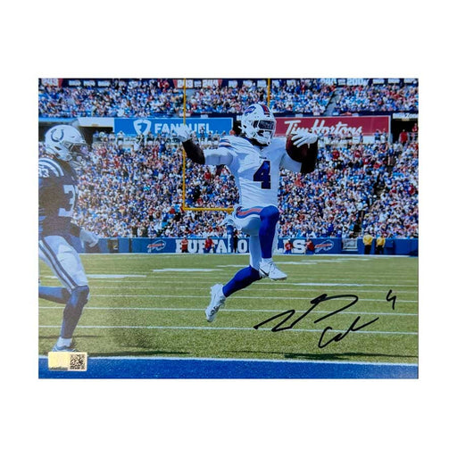 James Cook Signed Jump in End-zone vs Colts 8x10 Photo Signed Photos TSE Buffalo 