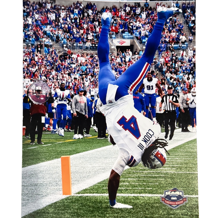 James Cook Unsigned One Hand Endzone Flip 8x10 Photo