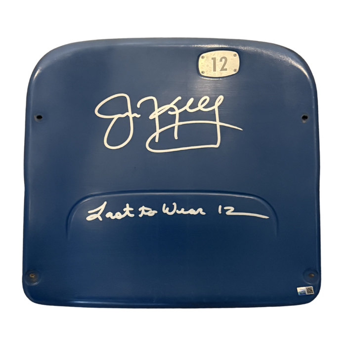 Jim Kelly Autographed Authentic Highmark Stadium Blue Seatback with "Last to Wear 12"