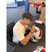 Joe Andreessen Signed Buffalo Bills Full Size Standing Buffalo Speed Replica Helmet with Buffalo Joe Signed Full Size Helmets TSE Buffalo 