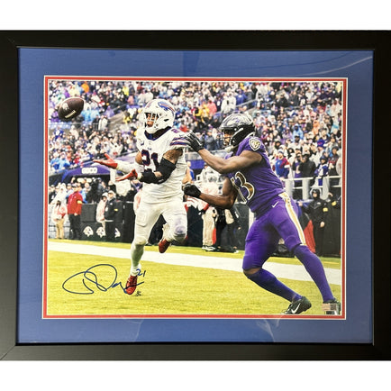 Jordan Poyer Signed Ravens INT 16x20 Photo - Professionally Framed Unsigned Photos TSE Framed 