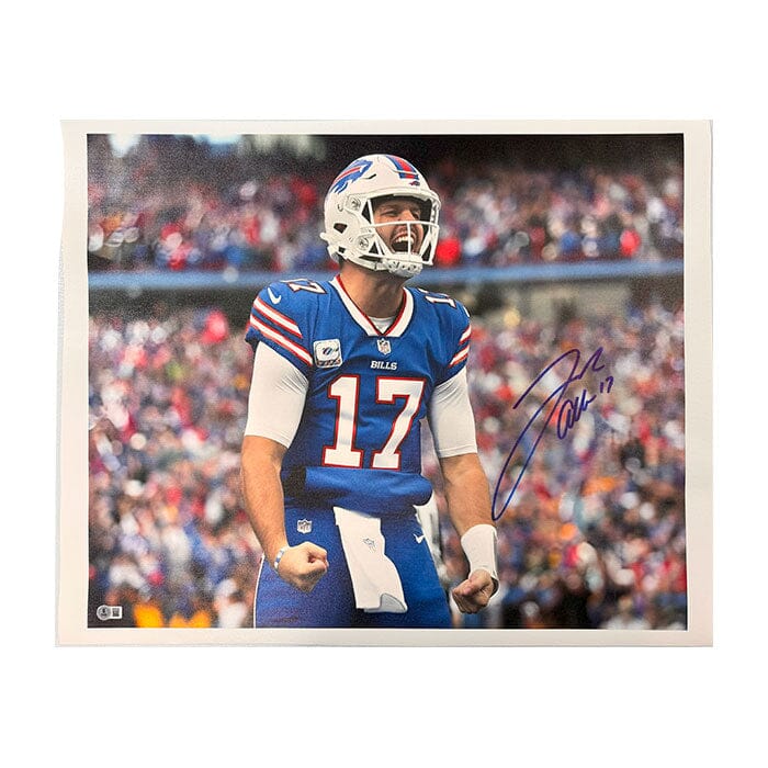 Josh Allen Signed Flexing in Blue Photo Signed Photos TSE Buffalo 20x24 Canvas 