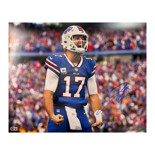 Josh Allen Signed Flexing in Blue Photo Signed Photos TSE Buffalo 