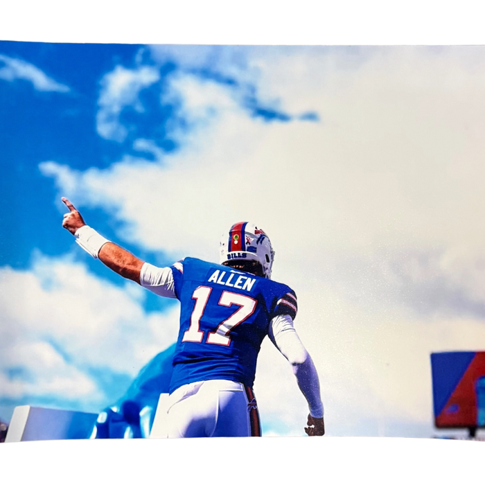 Josh Allen Unsigned Pointing to Sky 8x10 Photo