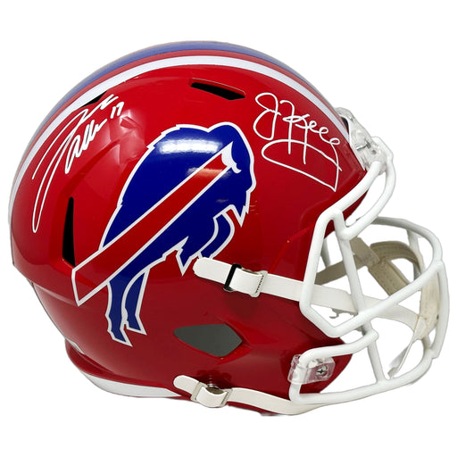 Jim Kelly and Josh Allen Dual Signed Buffalo Bills Full Size Red TB Speed Replica Helmet Signed Full Size Helmets TSE Buffalo 