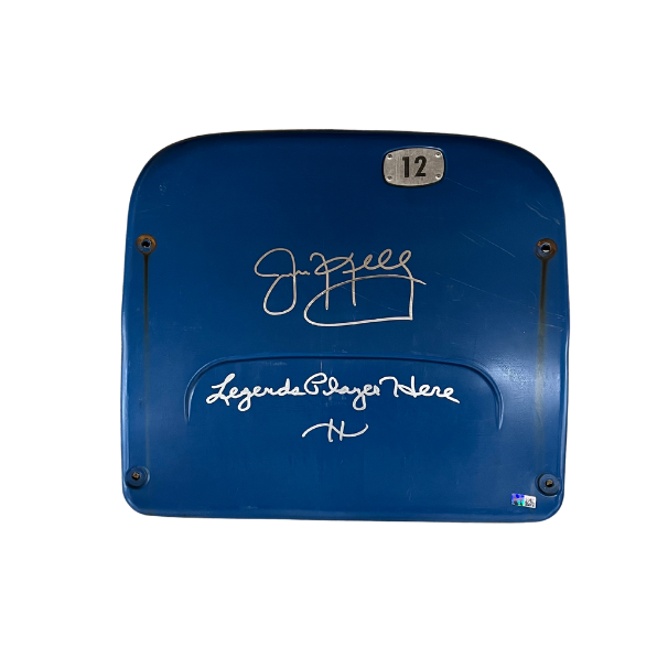 Jim Kelly Autographed Authentic Highmark Stadium Blue Seatback with "Legends Played Here"