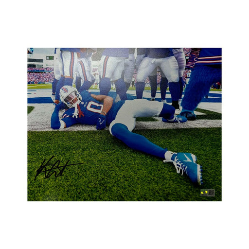 Keon Coleman Signed Laying on Ground Team TD Celebration Photo Signed Photos TSE Buffalo 