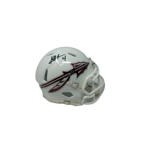 Keon Coleman Signed Florida State White Speed Mini Helmet