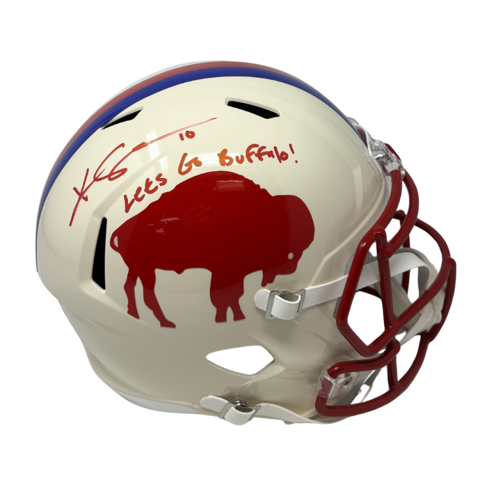 Khalil Shakir Signed Buffalo Bills Full Size Retro Speed Replica Helmet with Let's Go Buffalo!