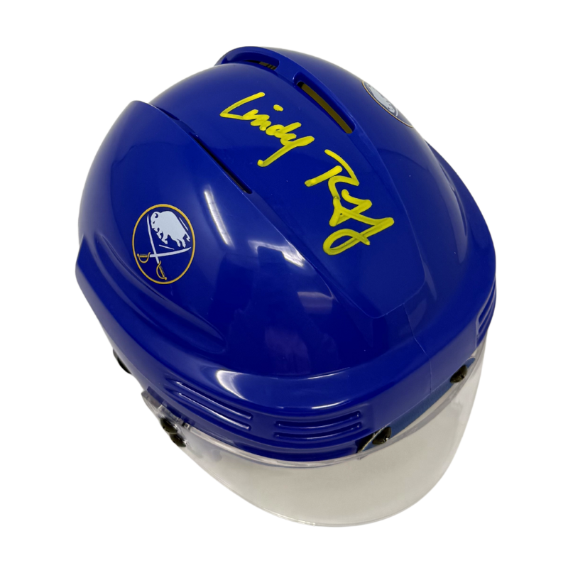Lindy Ruff Signed Buffalo Sabres Blue Hockey Mini Helmet — TSE Buffalo