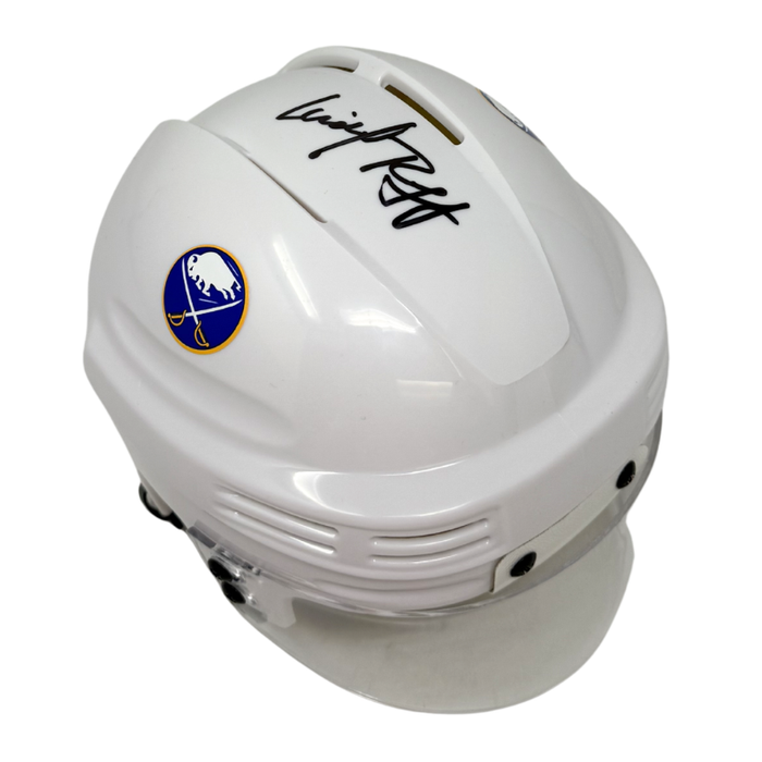 Lindy Ruff Signed Buffalo Sabres White Hockey Mini Helmet