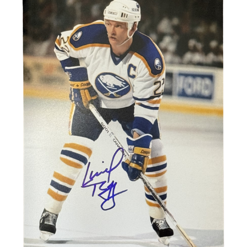 Lindy Ruff Signed Stick Down in Ready Position Photo — TSE Buffalo