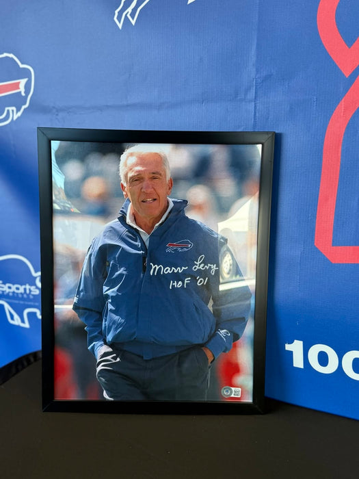 Facebook Auction: Marv Levy Signed Hands in Pocket 11x14 Photo with HOF '01 (Standard Frame)