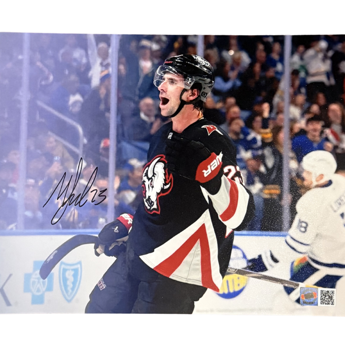 Mattias Samuelsson Signed Fist Pump Celebration in Goathead Uniform Photo