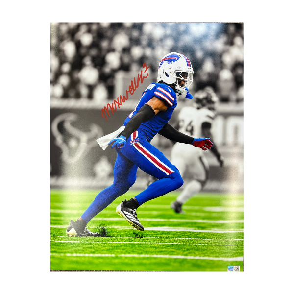 Maxwell Hairston Signed Running in Blue Sideview Spotlight Photo