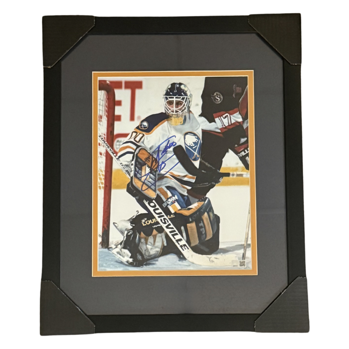 Martin Biron Signed in Net Looking Down 11x14 Photo Professionally Framed