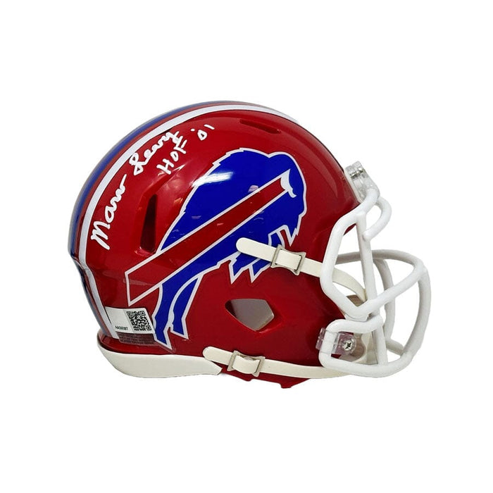 Marv Levy and Bill Polian Dual Signed Buffalo Bills Red TB Speed Mini Helmet with HOF 01 and HOF 15 Signed Mini Helmets TSE Buffalo 