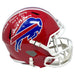 Marv Levy and Andre Reed Dual Signed Buffalo Bills Full Size Red TB Speed Replica Helmet Signed Helmets TSE Buffalo 