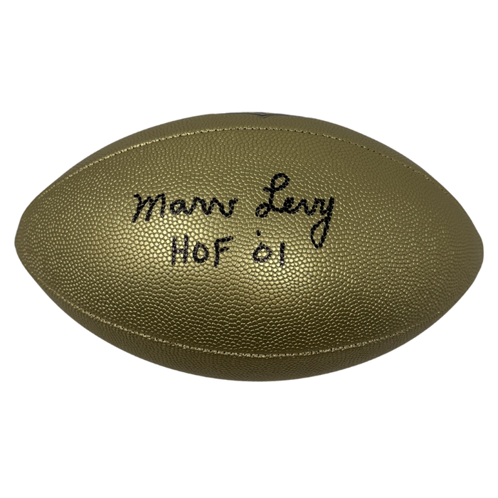 Marv Levy Signed Gold Wilson Replica Football with HOF '01