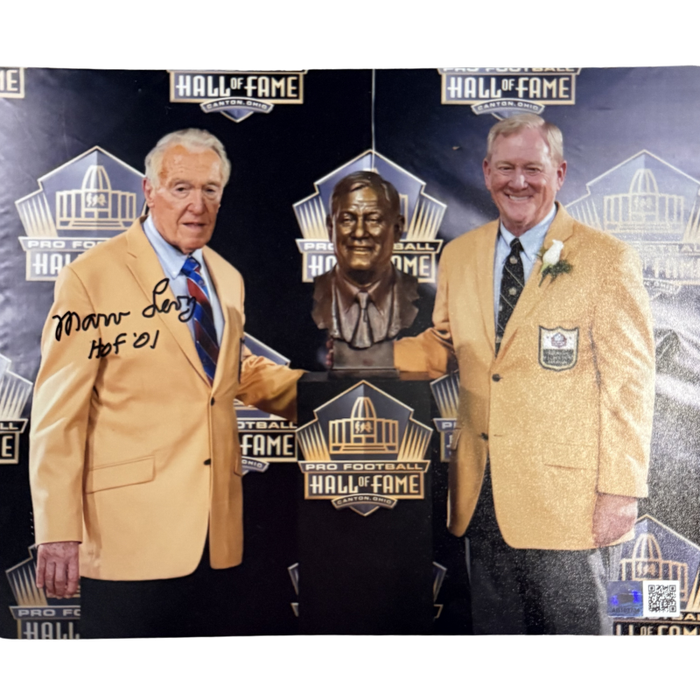 Marv Levy Signed Posing with Bill Polian 8x10 Photo
