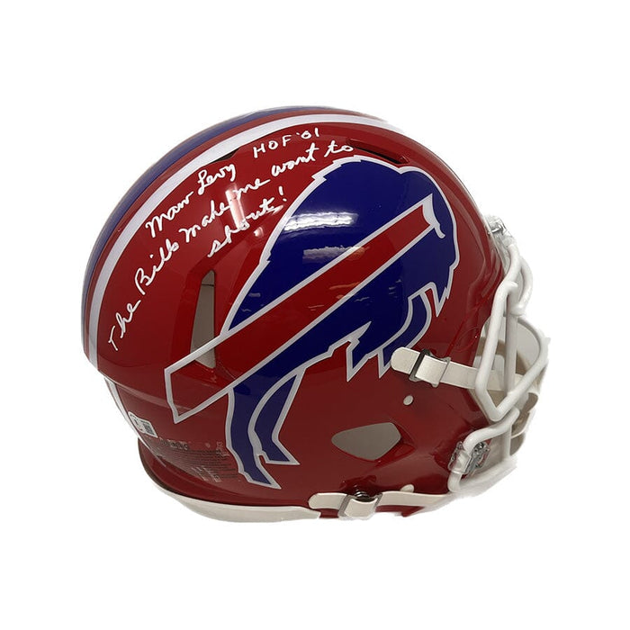 Marv Levy Signed Buffalo Bills Full Size Red TB Authentic Helmet with "Bills Make Me Wanna Shout" Signed Full Size Helmets TSE Buffalo 
