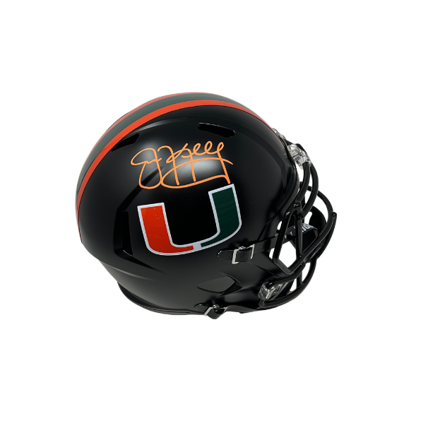 Jim Kelly Signed University of Miami Black Alternate Full Size Speed Replica Helmet