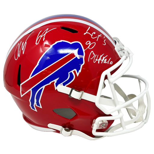 O'Cyrus Torrence Signed Buffalo Bills Full Size Red TB Speed Replica Helmet with Let's Go Buffalo Signed Full Size Helmets TSE Buffalo 