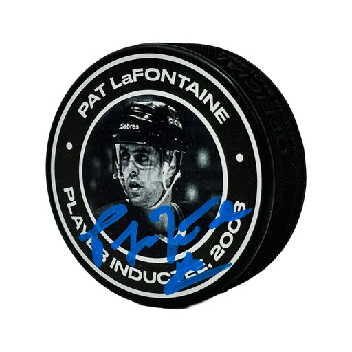 Pat LaFontaine Signed Buffalo Sabres Player Inductee Hall of Fame Puck with HOF 03 Signed Hockey Puck TSE Buffalo 