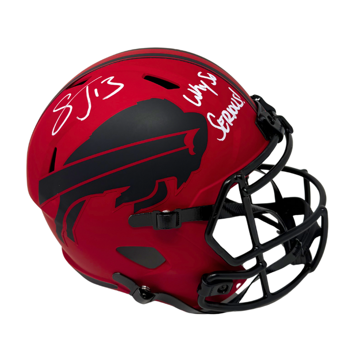 Stevie Johnson Signed Buffalo Bills Full Size RAVE Speed Replica Helmet with Why So Serious