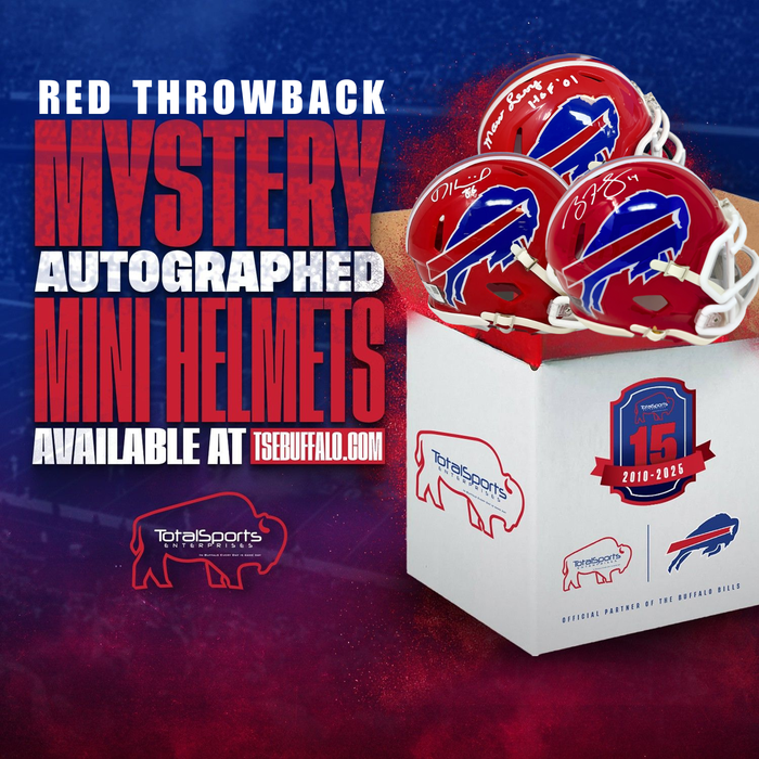 TSE Buffalo Autographed Red Throwback Mystery Mini Helmet