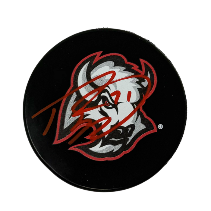 Ryan McLeod Signed Buffalo Sabres Large Goathead Logo Hockey Puck