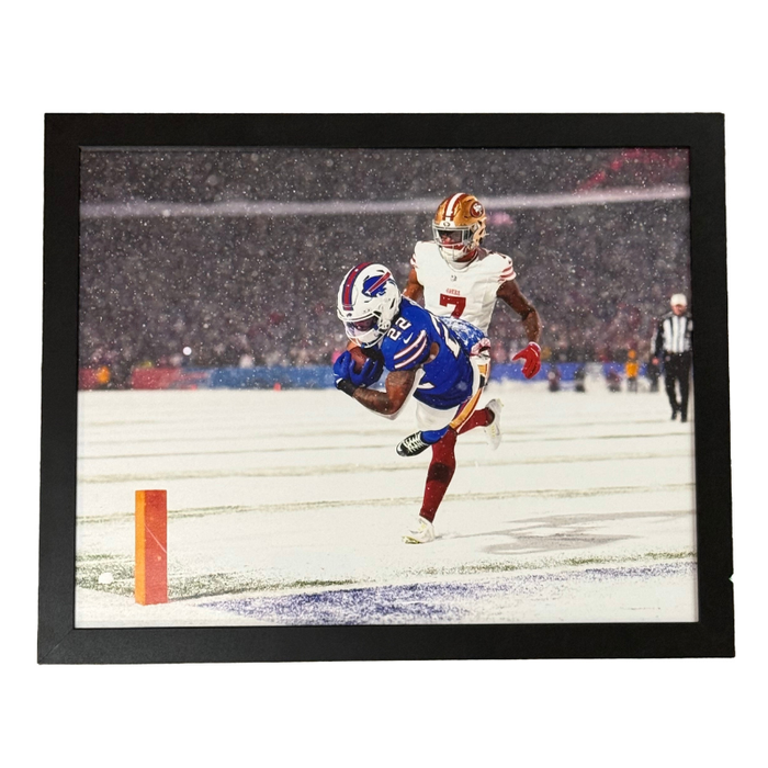 Ray Davis Unsigned Diving Touchdown vs 49ers 11x14 Photo with Standard Frame