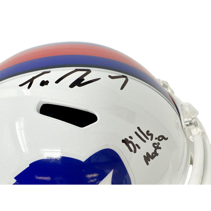 Christian Benford and Taron Johnson Dual Signed Buffalo Bills Full Size 2021 Speed Replica Helmet with Let's Go Buffalo and Bills Mafia Signed Full Size Helmets TSE Buffalo 