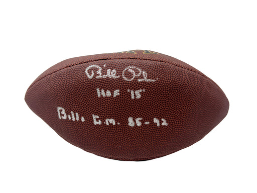 PARTIALLY DEFLATED: Bill Polian Signed Wilson Replica Football with "HOF 15" + "Bills GM 85-92"(Partially Deflated) CLEARANCE TSE Buffalo 