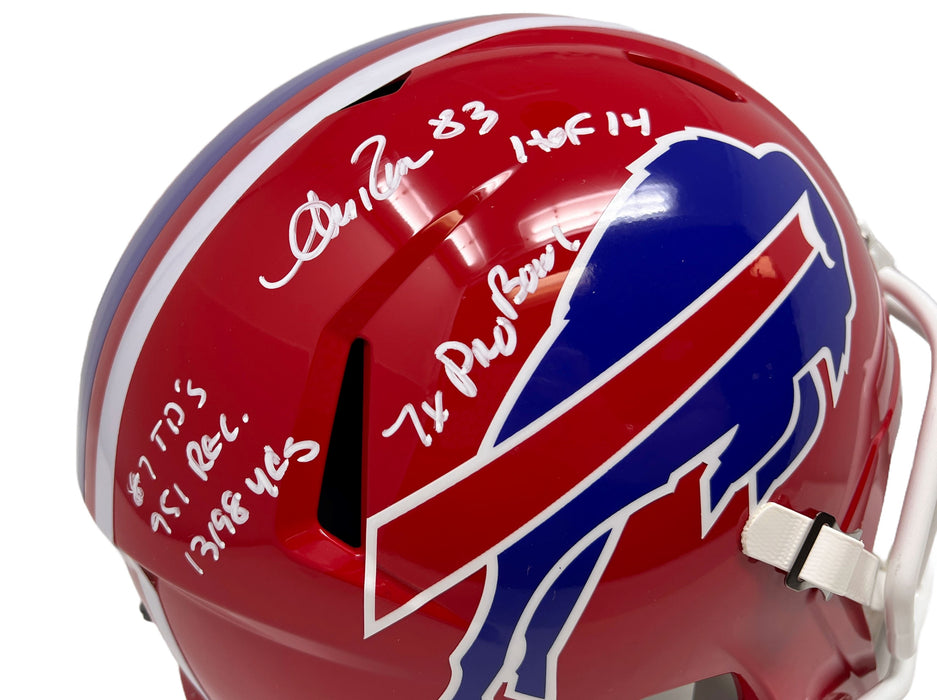 Andre Reed Signed Buffalo Bills Full Size Red TB Speed Replica Helmet with HOF 14 + 7X Pro Bowl + STATS Signed Full Size Helmets TSE Buffalo 