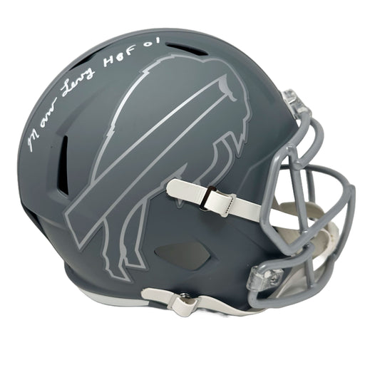 Marv Levy Signed Slate Full Size Speed Replica Helmet with HOF '01 Signed Full Size Helmets TSE Buffalo 